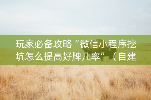 玩家必备攻略“微信小程序挖坑怎么提高好牌几率”（自建房怎么拿好牌)