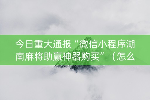 今日重大通报“微信小程序湖南麻将助赢神器购买”（怎么能让牌好一点)
