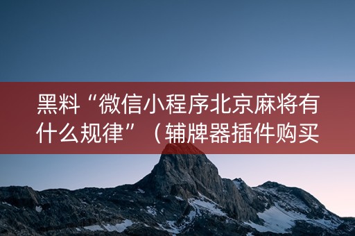 黑料“微信小程序北京麻将有什么规律”（辅牌器插件购买)