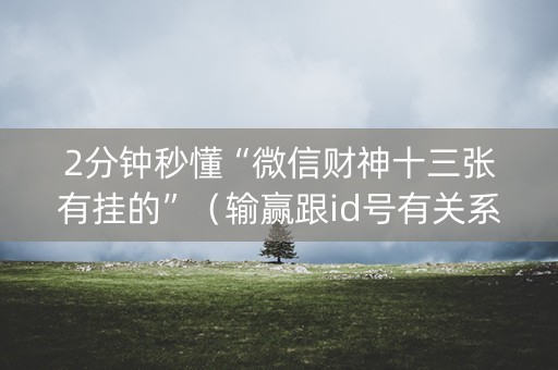 2分钟秒懂“微信财神十三张有挂的”（输赢跟id号有关系吗)