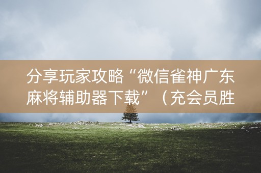 分享玩家攻略“微信雀神广东麻将辅助器下载”（充会员胜率高)