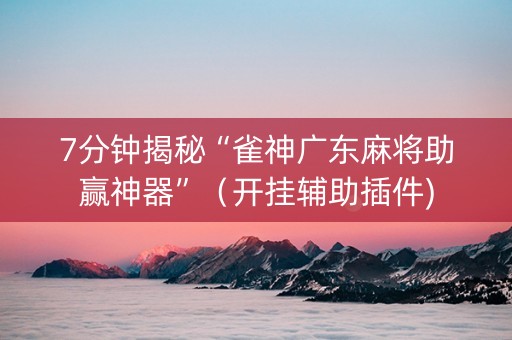 7分钟揭秘“雀神广东麻将助赢神器”（开挂辅助插件)