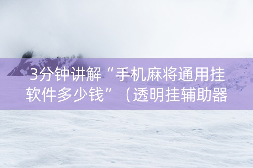 3分钟讲解“手机麻将通用挂软件多少钱”（透明挂辅助器)