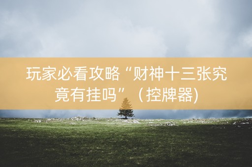 玩家必看攻略“财神十三张究竟有挂吗”（控牌器)