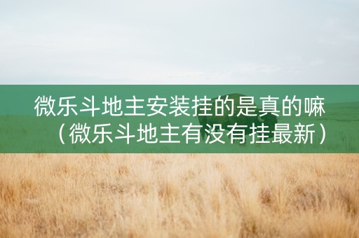 微乐斗地主安装挂的是真的嘛（微乐斗地主有没有挂最新）