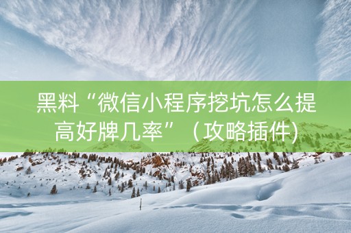 黑料“微信小程序挖坑怎么提高好牌几率”（攻略插件)