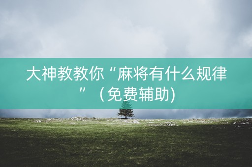 大神教教你“麻将有什么规律”（免费辅助)
