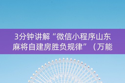 3分钟讲解“微信小程序山东麻将自建房胜负规律”（万能开挂器)