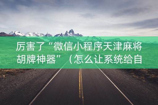 厉害了“微信小程序天津麻将胡牌神器”（怎么让系统给自己好牌)