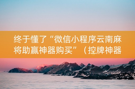 终于懂了“微信小程序云南麻将助赢神器购买”（控牌神器)