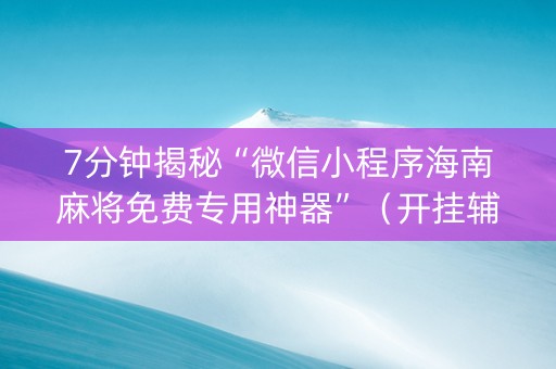 7分钟揭秘“微信小程序海南麻将免费专用神器”（开挂辅助脚本)