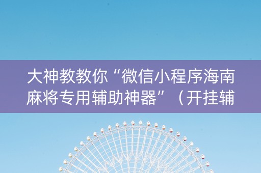 大神教教你“微信小程序海南麻将专用辅助神器”（开挂辅助器插件)