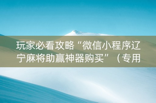 玩家必看攻略“微信小程序辽宁麻将助赢神器购买”（专用神器)