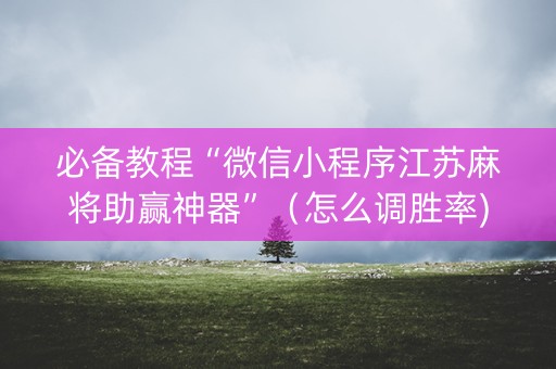 必备教程“微信小程序江苏麻将助赢神器”（怎么调胜率)