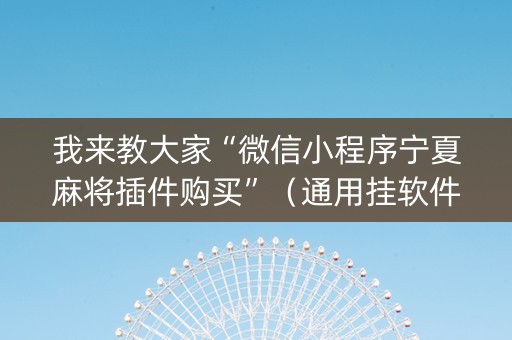 我来教大家“微信小程序宁夏麻将插件购买”（通用挂软件多少钱)