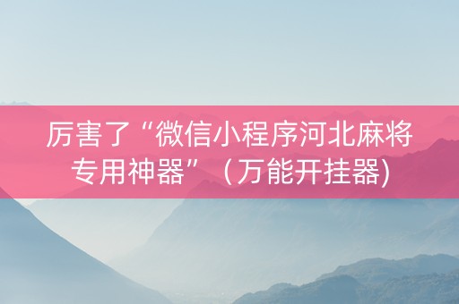 厉害了“微信小程序河北麻将专用神器”（万能开挂器)