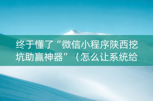 终于懂了“微信小程序陕西挖坑助赢神器”（怎么让系统给你发好牌)