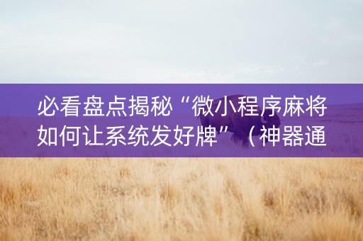 必看盘点揭秘“微小程序麻将如何让系统发好牌”（神器通用版)
