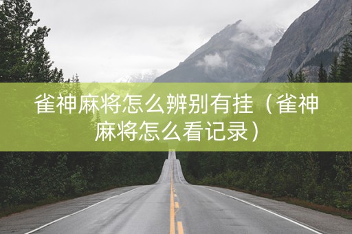 雀神麻将怎么辨别有挂（雀神麻将怎么看记录）