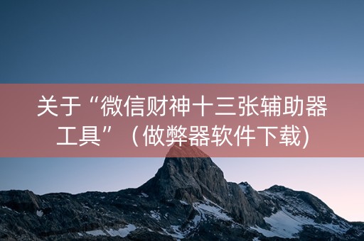 关于“微信财神十三张辅助器工具”（做弊器软件下载)