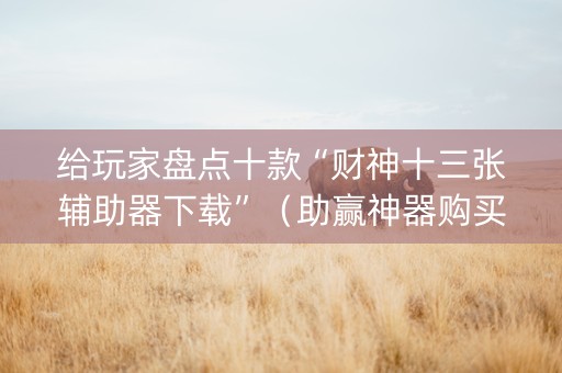 给玩家盘点十款“财神十三张辅助器下载”（助赢神器购买)