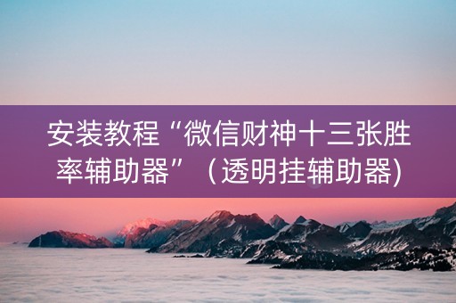 安装教程“微信财神十三张胜率辅助器”（透明挂辅助器)