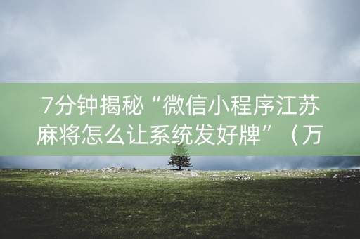 7分钟揭秘“微信小程序江苏麻将怎么让系统发好牌”（万能开挂神器)