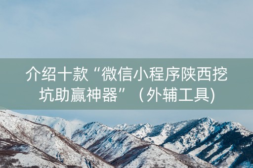 介绍十款“微信小程序陕西挖坑助赢神器”（外辅工具)
