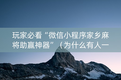 玩家必看“微信小程序家乡麻将助赢神器”（为什么有人一直赢)