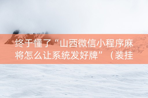 终于懂了“山西微信小程序麻将怎么让系统发好牌”（装挂怎么安装)