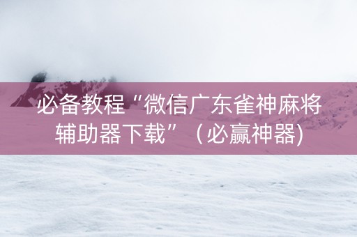 必备教程“微信广东雀神麻将辅助器下载”（必赢神器)
