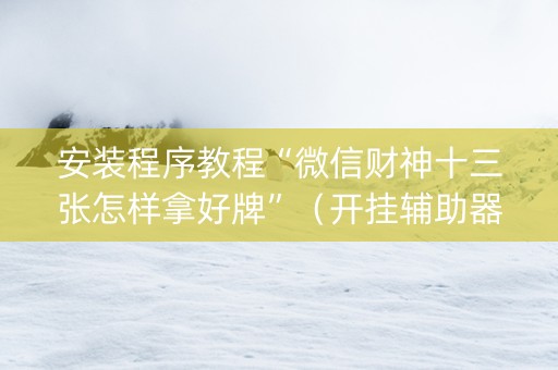 安装程序教程“微信财神十三张怎样拿好牌”（开挂辅助器脚本)
