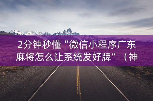 2分钟秒懂“微信小程序广东麻将怎么让系统发好牌”（神器通用版)