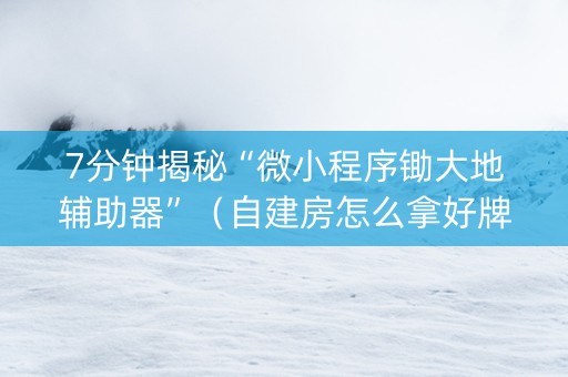 7分钟揭秘“微小程序锄大地辅助器”（自建房怎么拿好牌)