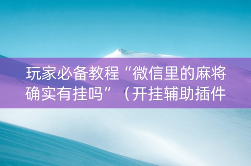 玩家必备教程“微信里的麻将确实有挂吗”（开挂辅助插件)