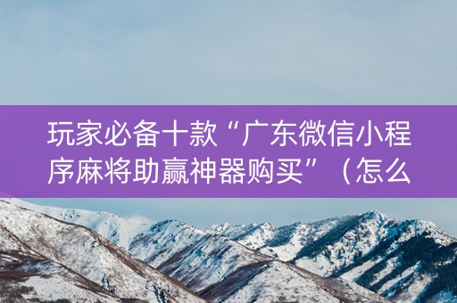 玩家必备十款“广东微信小程序麻将助赢神器购买”（怎么控制输赢)