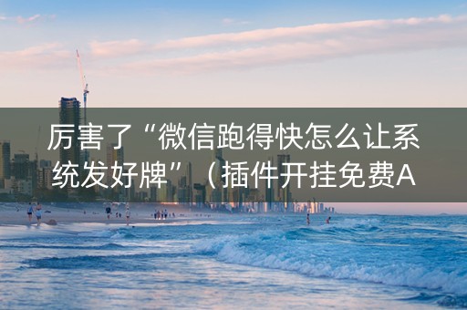 厉害了“微信跑得快怎么让系统发好牌”（插件开挂免费AI)