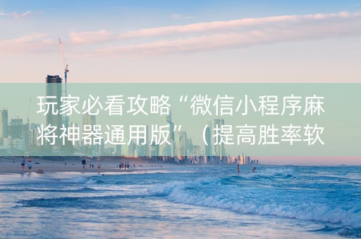 玩家必看攻略“微信小程序麻将神器通用版”（提高胜率软件)