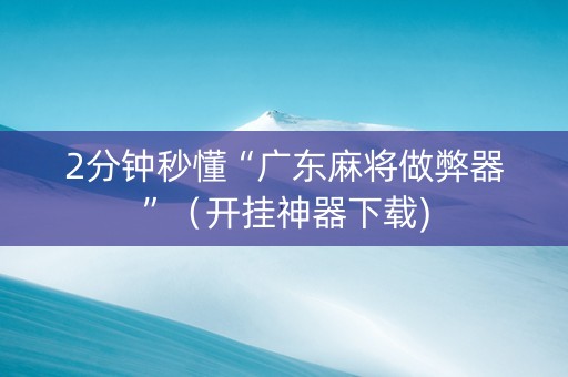 2分钟秒懂“广东麻将做弊器”（开挂神器下载)