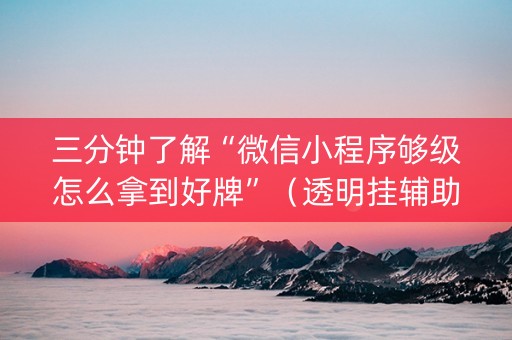 三分钟了解“微信小程序够级怎么拿到好牌”（透明挂辅助器)