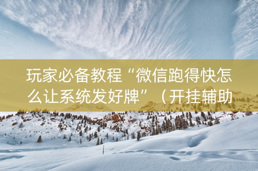 玩家必备教程“微信跑得快怎么让系统发好牌”（开挂辅助插件)