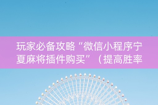 玩家必备攻略“微信小程序宁夏麻将插件购买”（提高胜率软件)