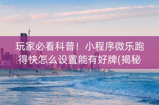 玩家必看科普！小程序微乐跑得快怎么设置能有好牌(揭秘小程序自建房怎么赢)