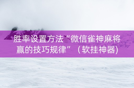 胜率设置方法“微信雀神麻将赢的技巧规律”（软挂神器)