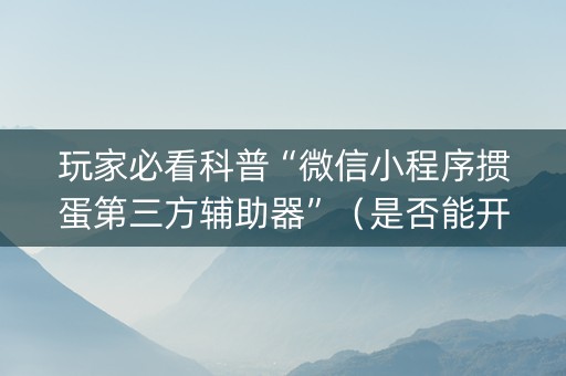 玩家必看科普“微信小程序掼蛋第三方辅助器”（是否能开挂)