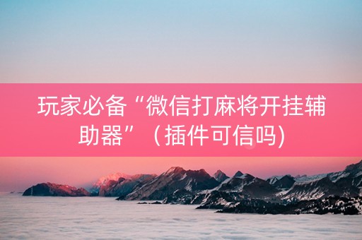 玩家必备“微信打麻将开挂辅助器”（插件可信吗)