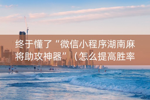 终于懂了“微信小程序湖南麻将助攻神器”（怎么提高胜率)