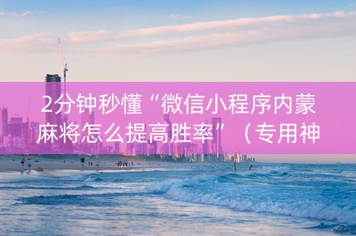 2分钟秒懂“微信小程序内蒙麻将怎么提高胜率”（专用神器)