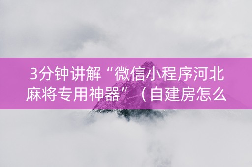 3分钟讲解“微信小程序河北麻将专用神器”（自建房怎么拿好牌)