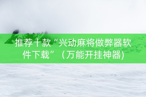 推荐十款“兴动麻将做弊器软件下载”（万能开挂神器)